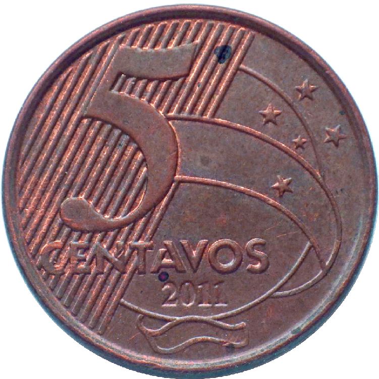 монета 5 сентаво Бразилія, 2011 — зображення 1