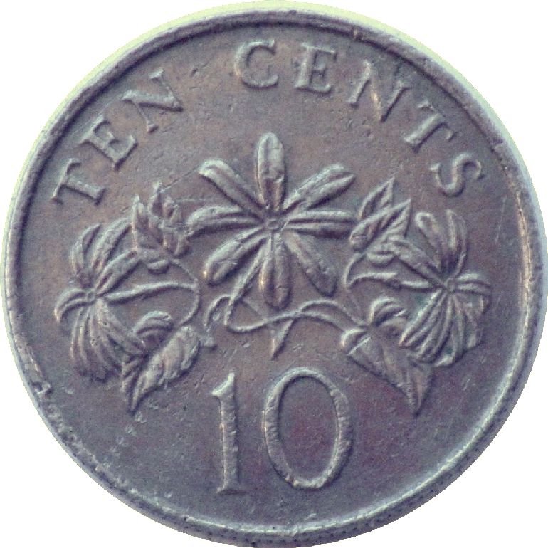 монета 10 центів Сінгапур, 1988 — зображення 1