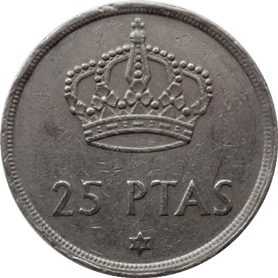 монета 25 песет Іспанія, 1975 — зображення 1