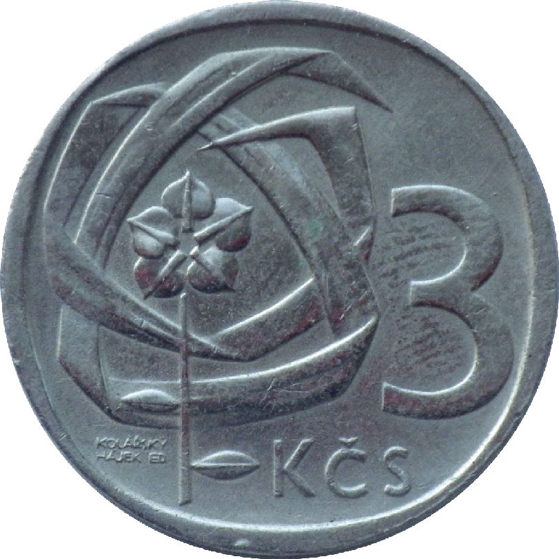 монета 3 крони Чехословаччина, 1966 — зображення 1