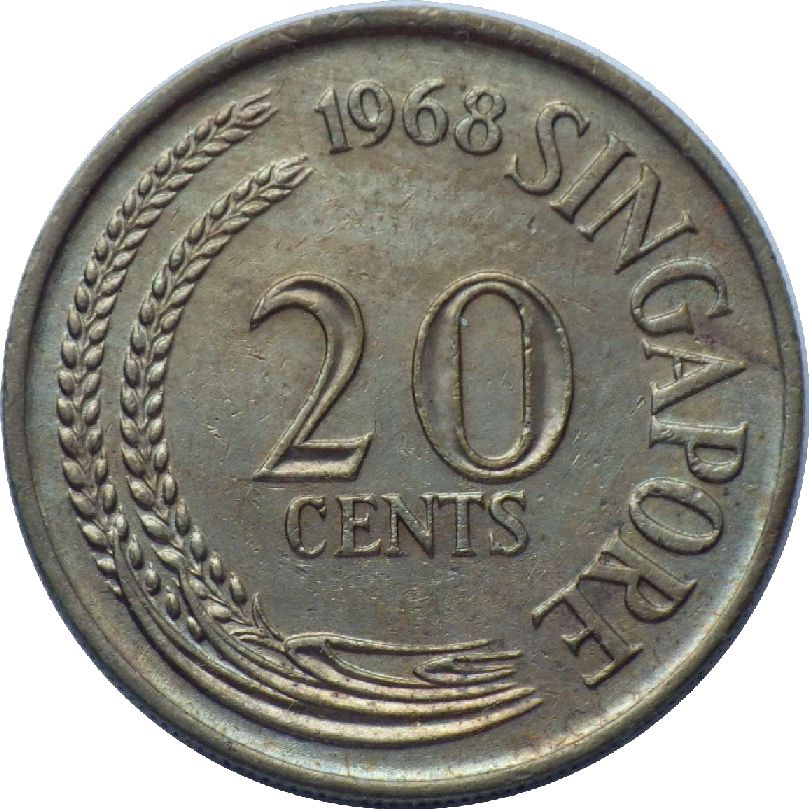 монета 20 центів Сінгапур, 1968 — зображення 1